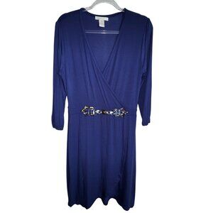 Design History Purple Dress With Beaded Waist Accent Wrap Style Medium Sexy Cute